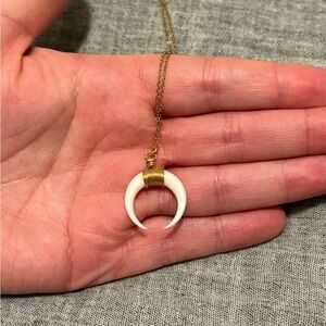 Gold and white small horn necklace